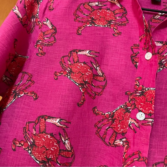 J. Crew Ratti Linen King Crab Print Button Up Shirt - Picture 4 of 12